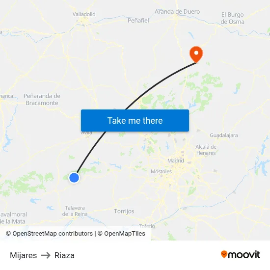 Mijares to Riaza map