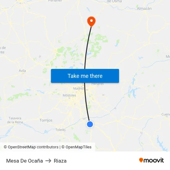 Mesa De Ocaña to Riaza map