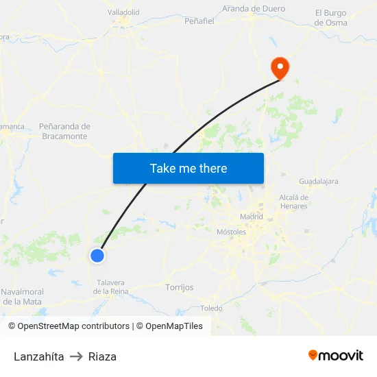 Lanzahíta to Riaza map