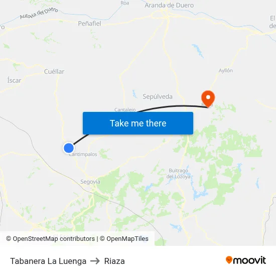Tabanera La Luenga to Riaza map