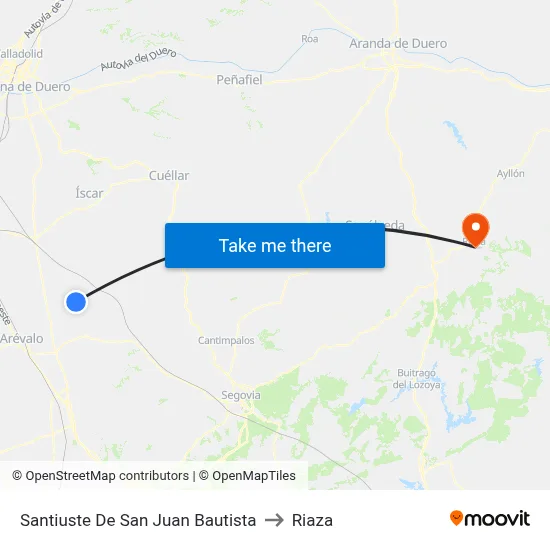 Santiuste De San Juan Bautista to Riaza map