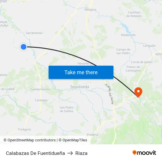 Calabazas De Fuentidueña to Riaza map