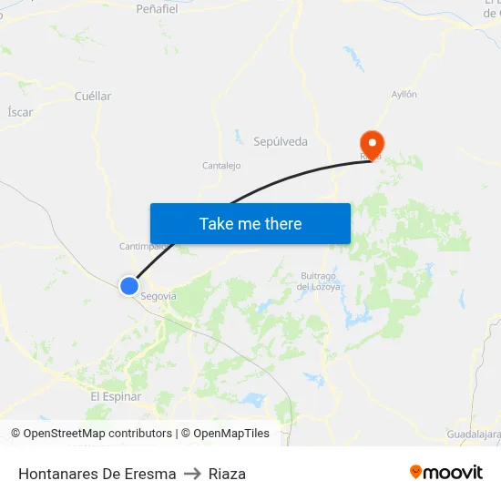 Hontanares De Eresma to Riaza map
