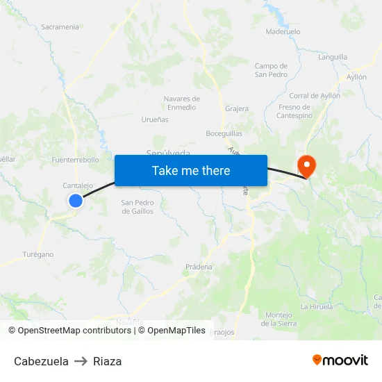 Cabezuela to Riaza map