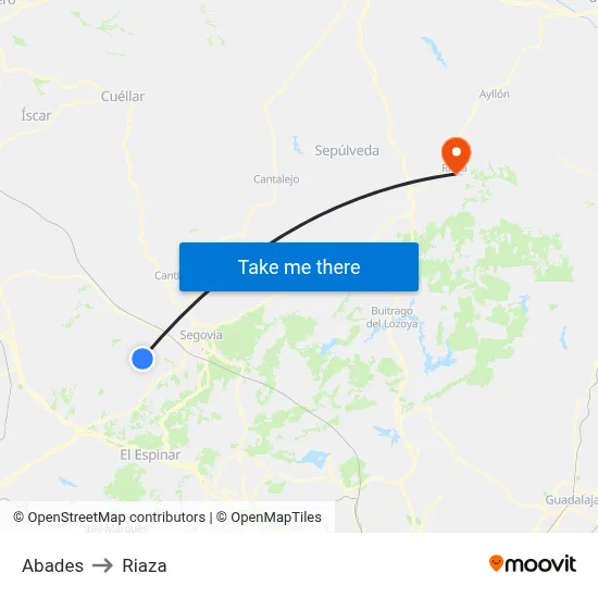 Abades to Riaza map
