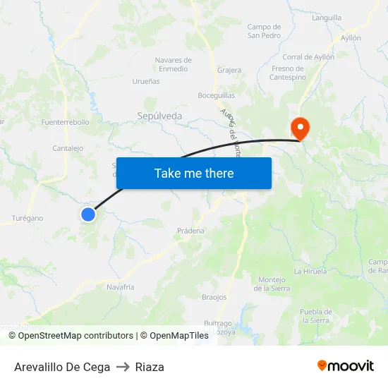 Arevalillo De Cega to Riaza map