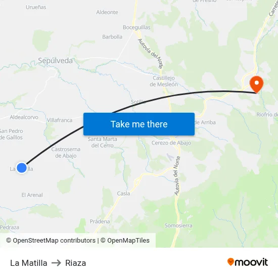 La Matilla to Riaza map
