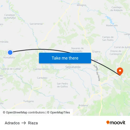 Adrados to Riaza map