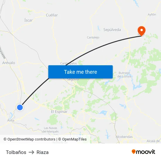 Tolbaños to Riaza map