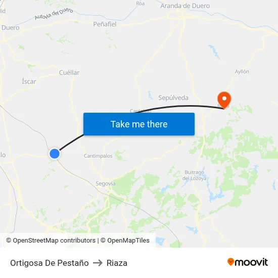 Ortigosa De Pestaño to Riaza map