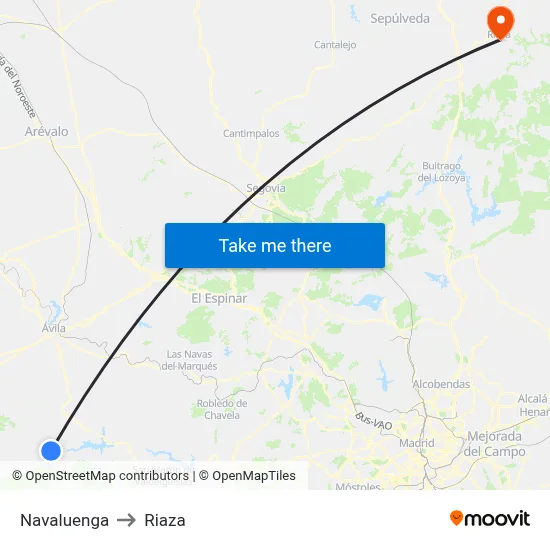 Navaluenga to Riaza map