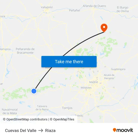 Cuevas Del Valle to Riaza map