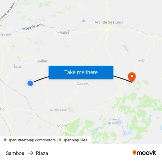 Samboal to Riaza map