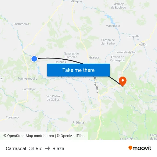 Carrascal Del Río to Riaza map