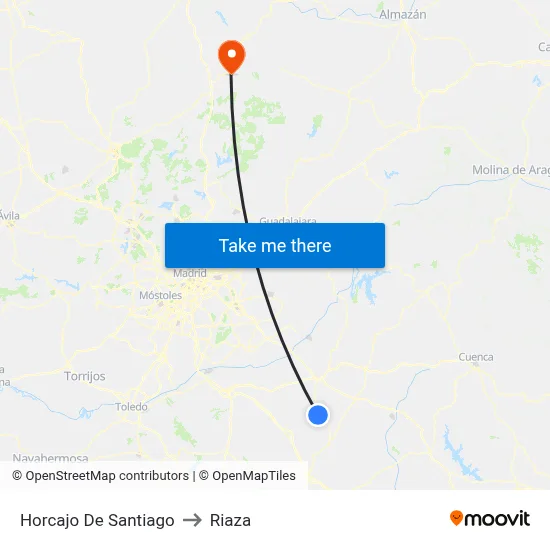 Horcajo De Santiago to Riaza map