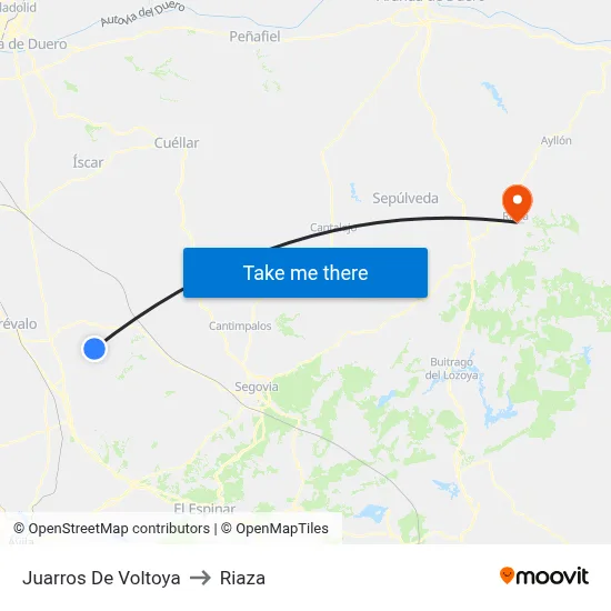 Juarros De Voltoya to Riaza map