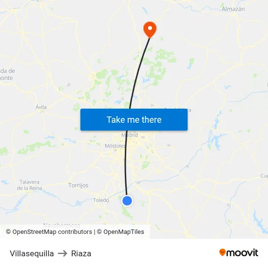 Villasequilla to Riaza map