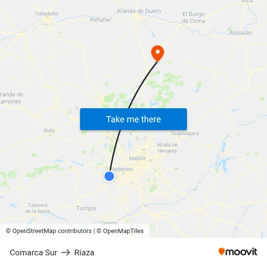 Comarca Sur to Riaza map