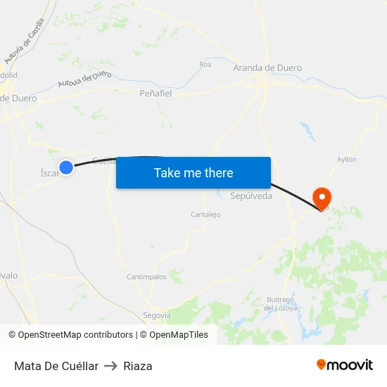 Mata De Cuéllar to Riaza map
