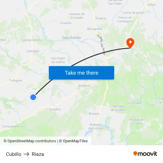 Cubillo to Riaza map