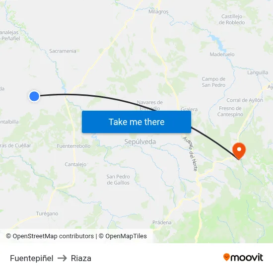Fuentepiñel to Riaza map