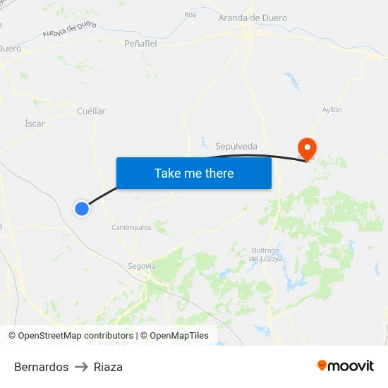 Bernardos to Riaza map