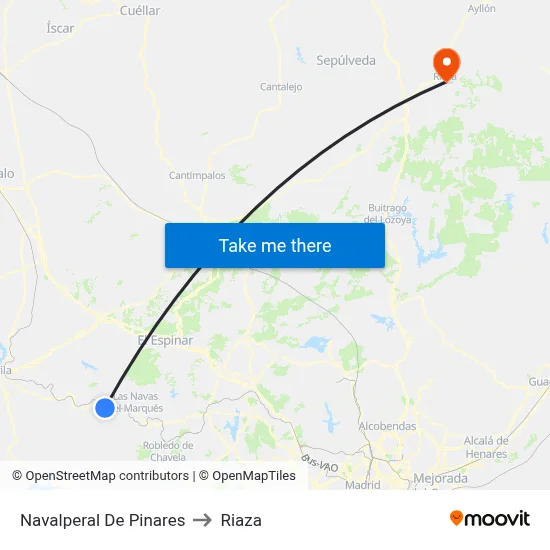 Navalperal De Pinares to Riaza map