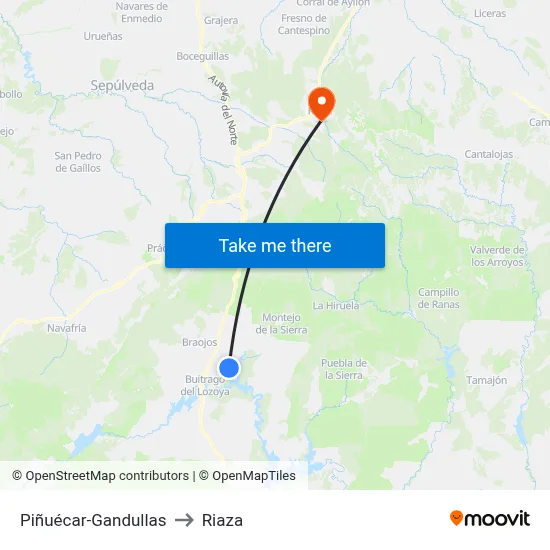 Piñuécar-Gandullas to Riaza map