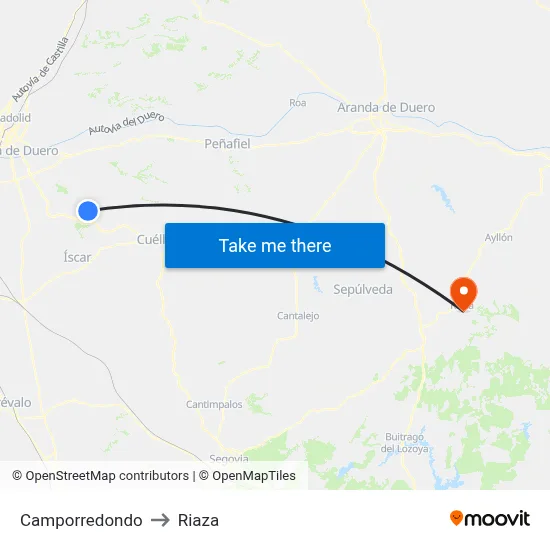 Camporredondo to Riaza map