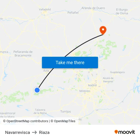 Navarrevisca to Riaza map