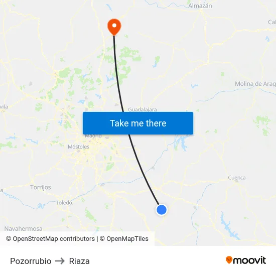 Pozorrubio to Riaza map