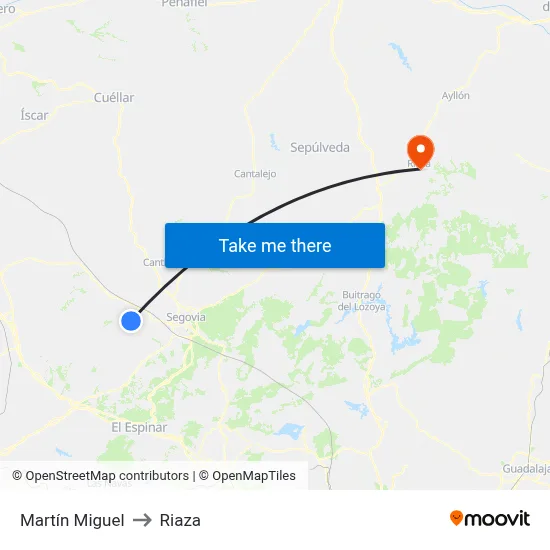 Martín Miguel to Riaza map