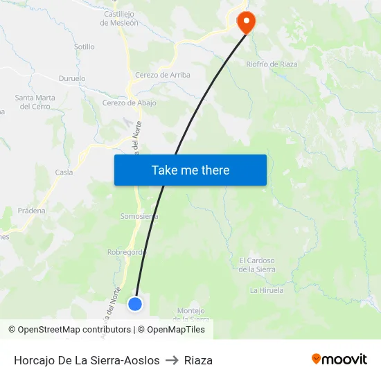Horcajo De La Sierra-Aoslos to Riaza map
