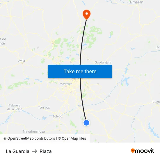 La Guardia to Riaza map