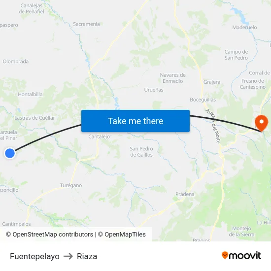 Fuentepelayo to Riaza map