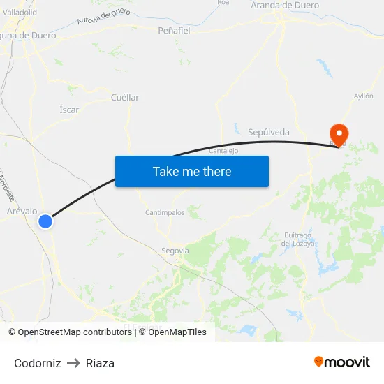 Codorniz to Riaza map