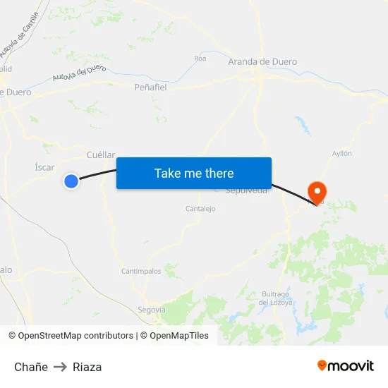Chañe to Riaza map