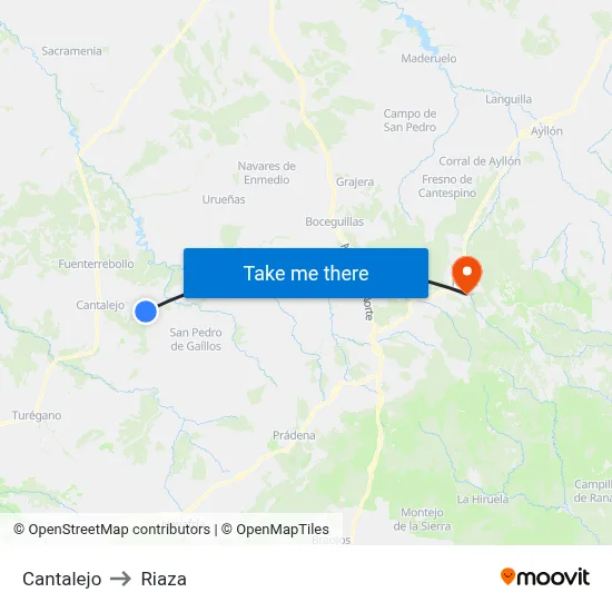 Cantalejo to Riaza map