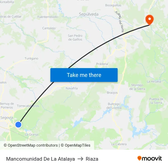 Mancomunidad De La Atalaya to Riaza map