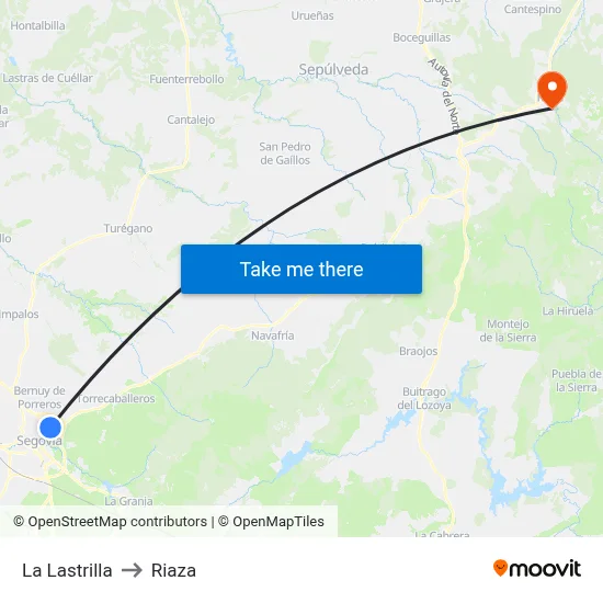 La Lastrilla to Riaza map