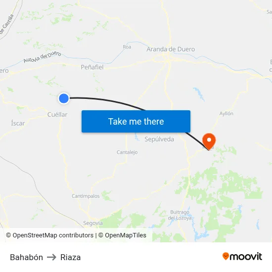 Bahabón to Riaza map