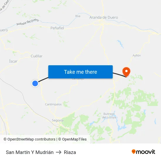 San Martín Y Mudrián to Riaza map