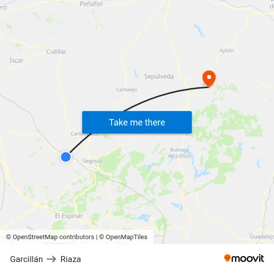 Garcillán to Riaza map