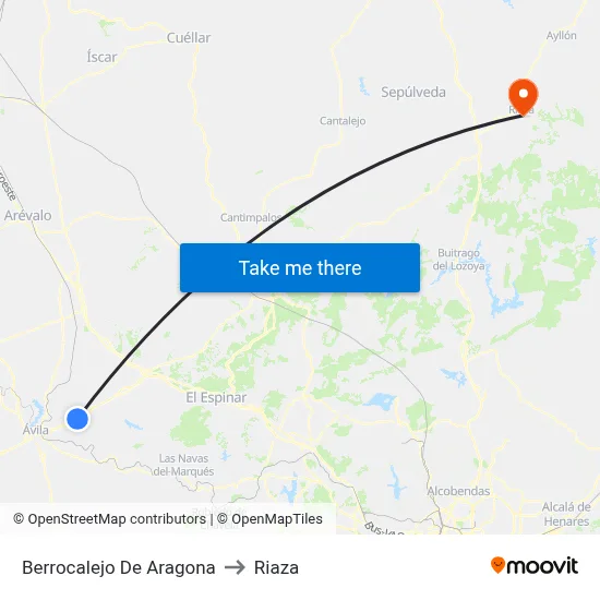 Berrocalejo De Aragona to Riaza map