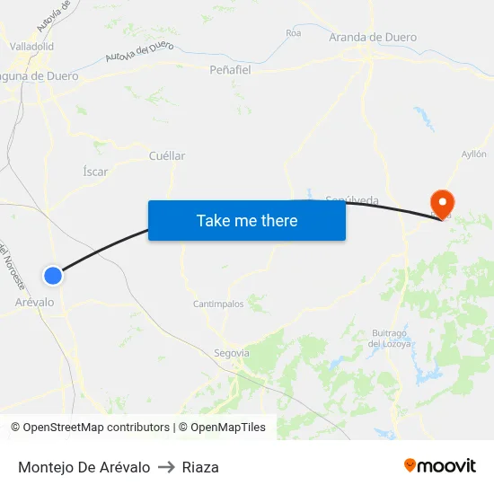 Montejo De Arévalo to Riaza map