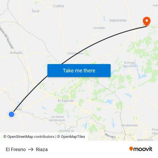 El Fresno to Riaza map
