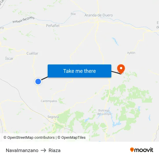 Navalmanzano to Riaza map