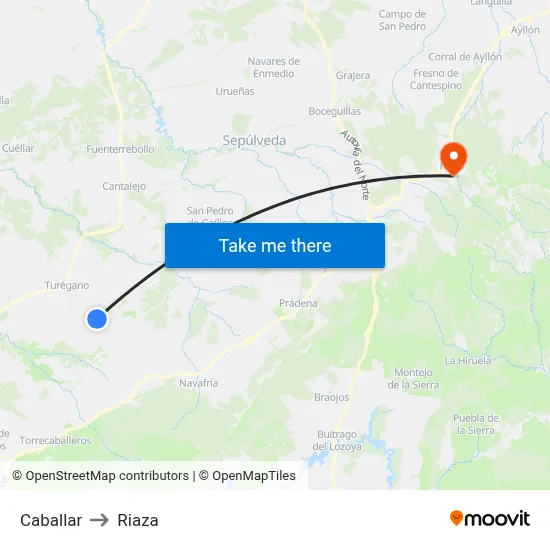 Caballar to Riaza map