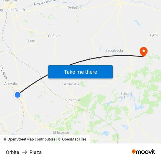 Orbita to Riaza map