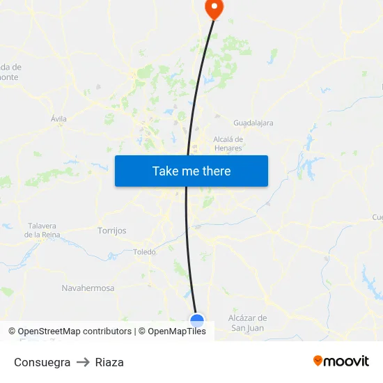 Consuegra to Riaza map